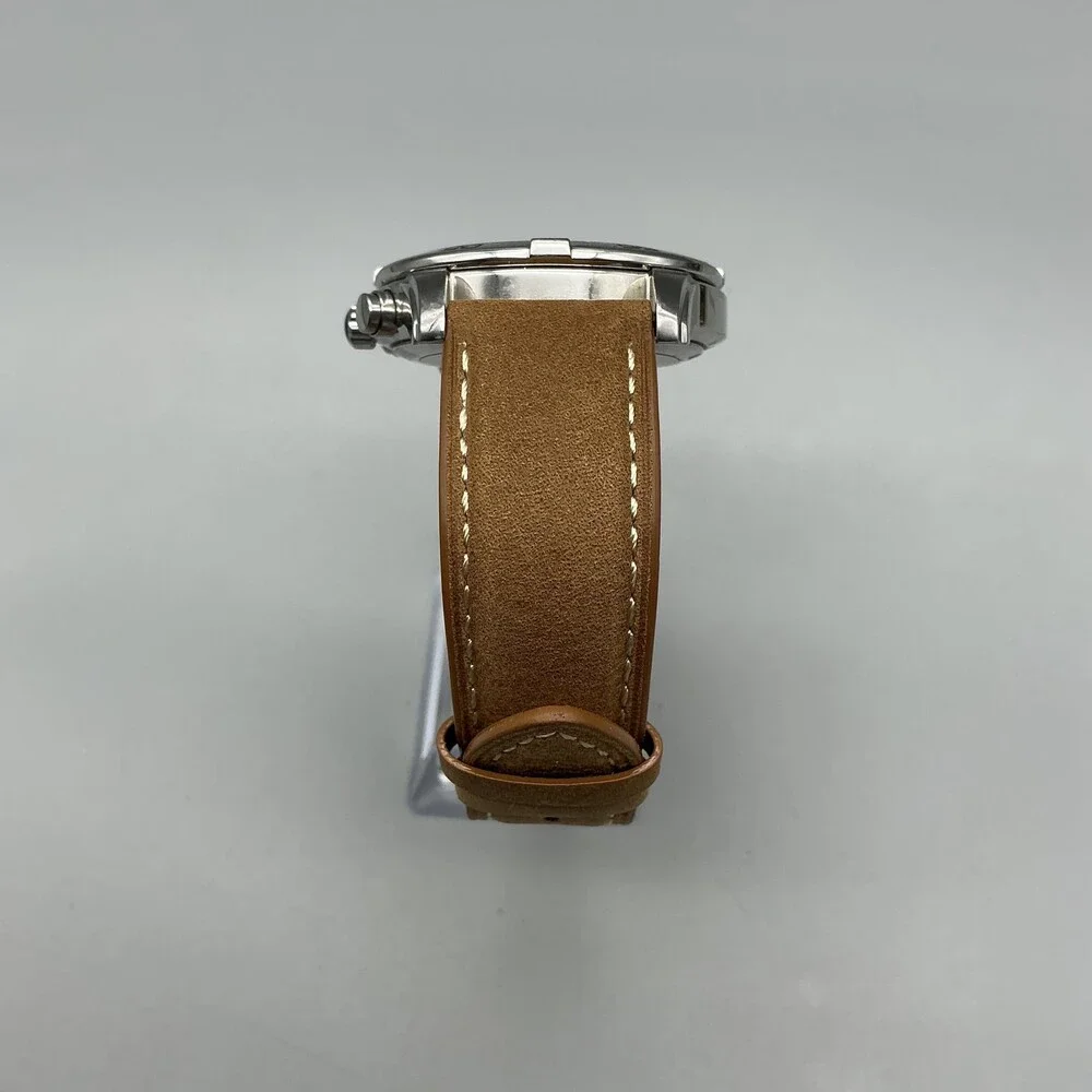 Citizen Eco-Drive Brycen Mens Watch 43mm Silver Tone Brown Leather Chronograph